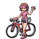 Cyclist F trainer sprite from Pokémon Black 2 and White 2